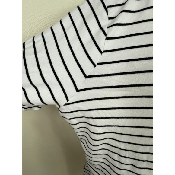 Isaac Mizrahi Womens Black White Striped V‎ Neck T Shirt Size 3X 100% Cotton - Picture 2 of 10